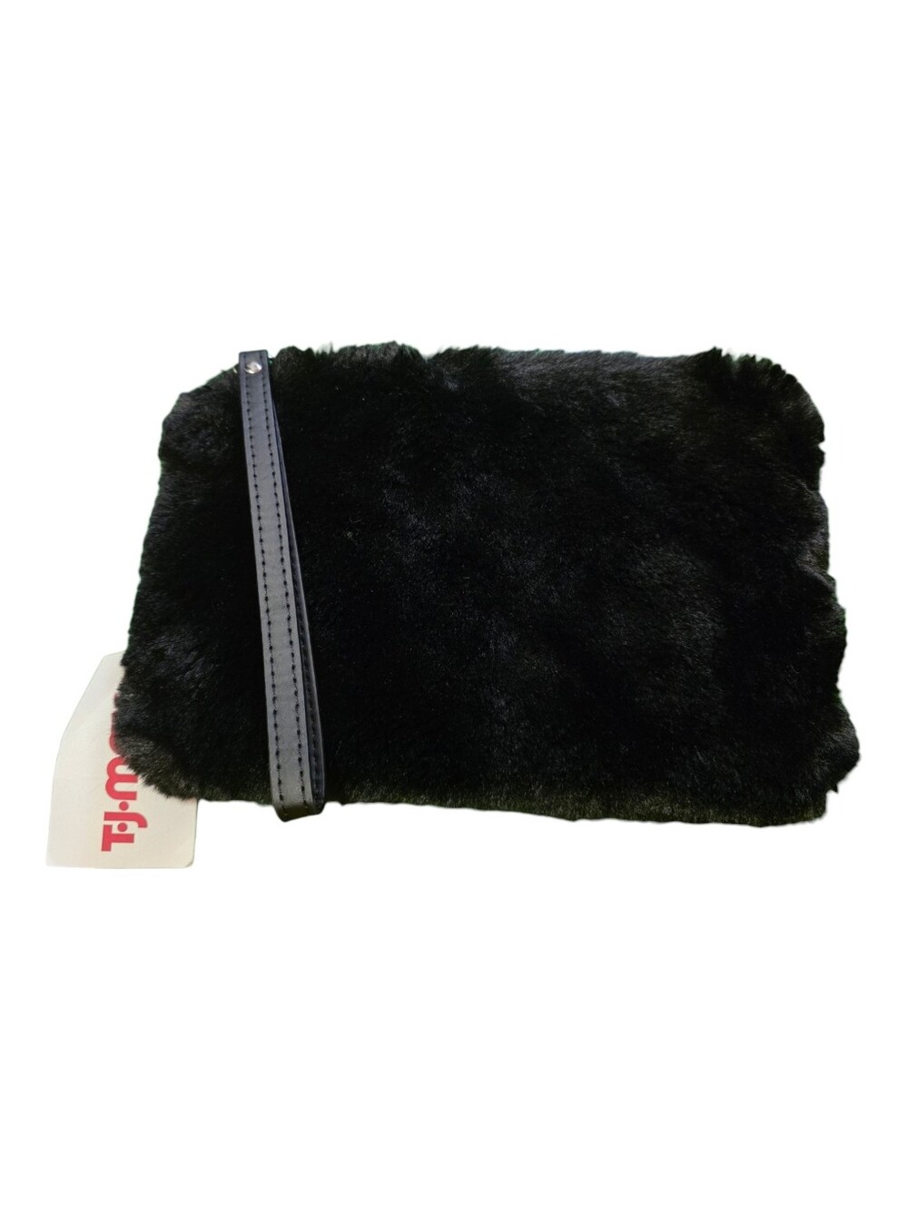House Of Harlow Black Faux Fur Wristlet Clutch